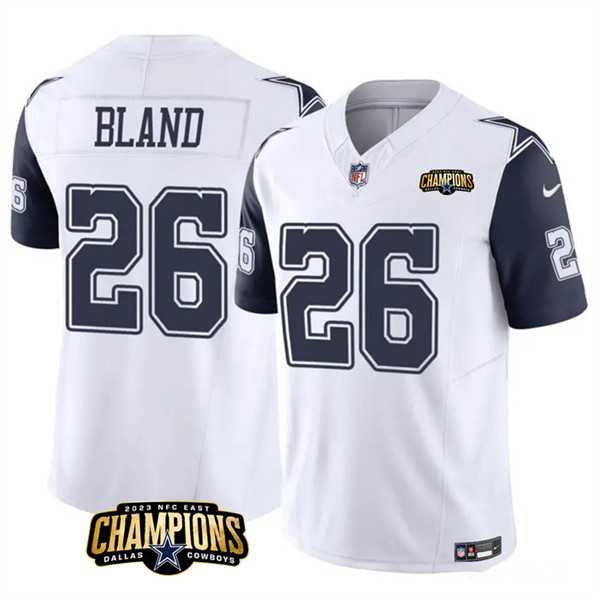 Men & Women & Youth Dallas Cowboys #26 DaRon Bland White Navy 2023 F.U.S.E. NFC East Champions Patch Stitched Jersey